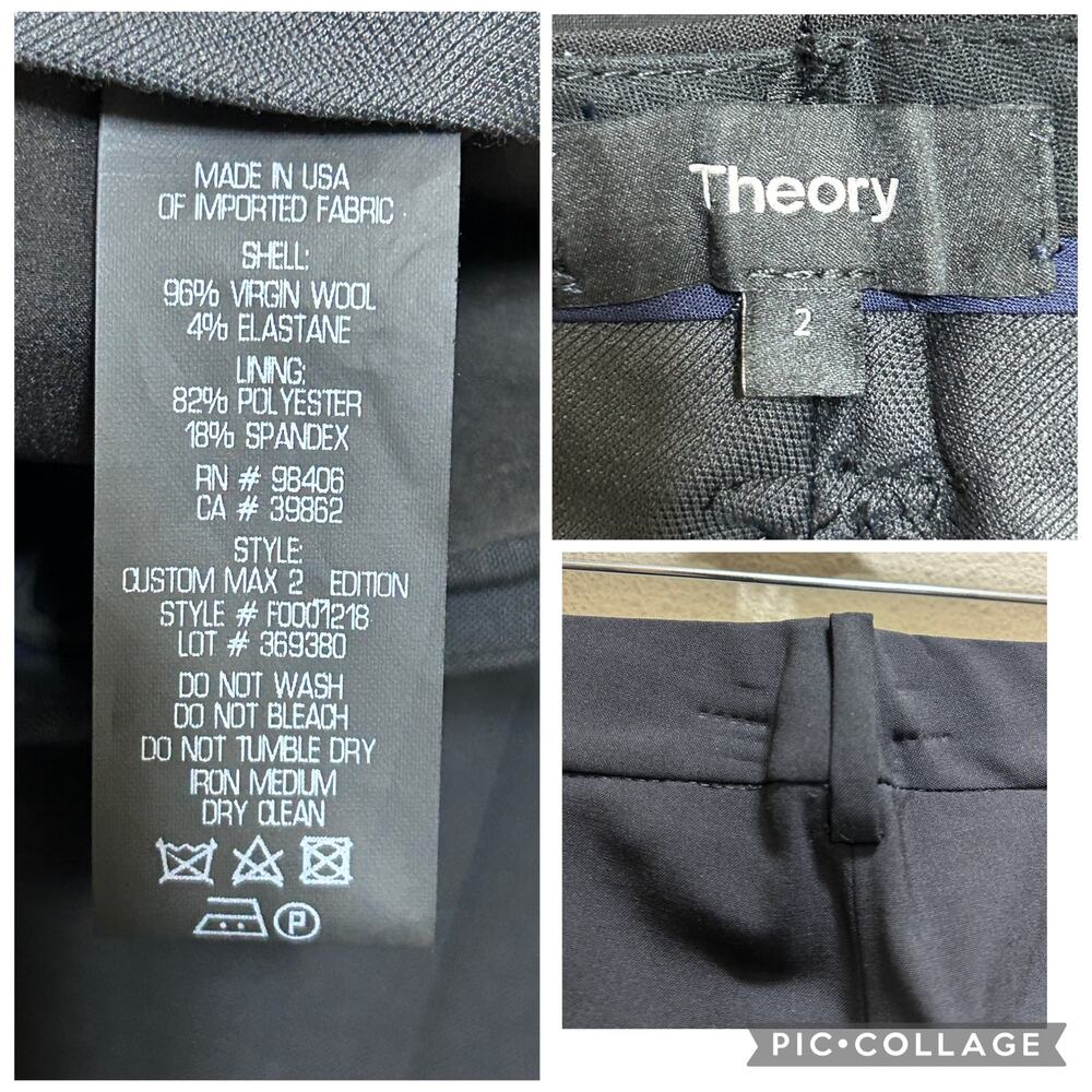 Theory Gabe N Black Virgin Wool Blazer & Pants Suit Set Size 2 Office Twee Siren - Picture 10 of 10